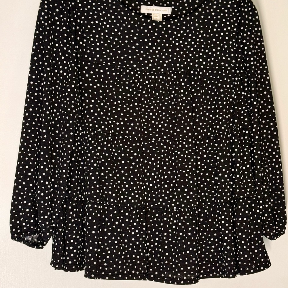 Monteau Black and White Polka Dot Blouse